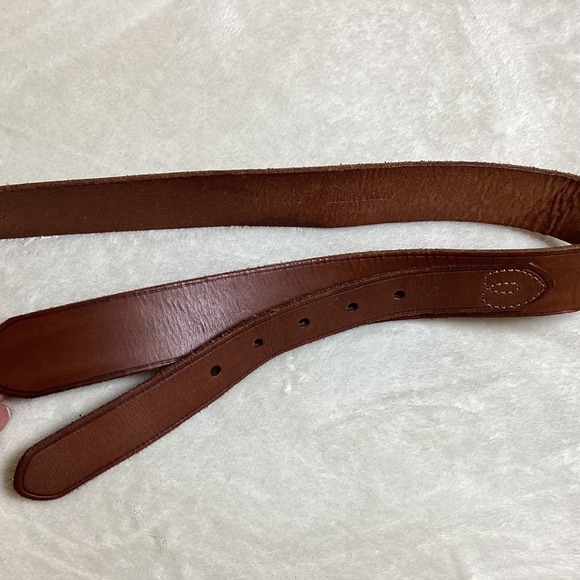 Vintage Brown Leather Belt Women's Solid Large Buckle, Double Layer Harness Belt - Picture 6 of 8